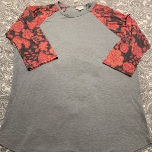 LuLaRoe Randy Top with Floral Sleeves Size 2XL